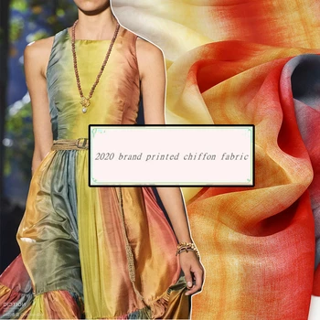 

Rainbow gradient color polyester chiffon fabric 145 cm width printed shirt dress handmade diy custom fabric for clothing