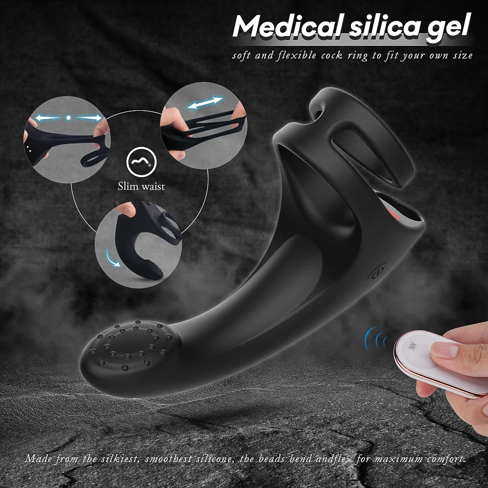 Vibrierender Ring mit Taint Teaser für die Perineum-Massage, Ring-Vibrator-Verstärker, anhaltende Erektion, Prostata_voghion.com