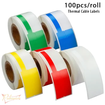 

100pcs/roll Thermal Cable Label Stickers Waterproof Network Ethernet Cable Marker Organization Label Tag Stickers 78*25/80*30mm