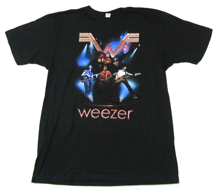 Weezer синие огни troulemaker 2008 Тур Черная футболка новая группа товар новый стиль |