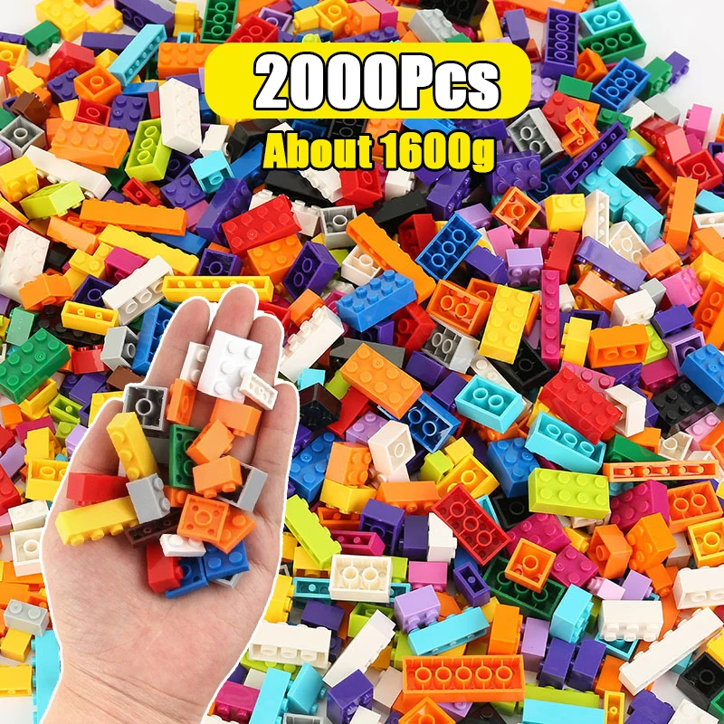 Juguete de bloques de construcción DIY para niños, 2000 Uds., coloridos, creativos, bloques, modelo de construcción, Compatible con marcas, juguetes educativos