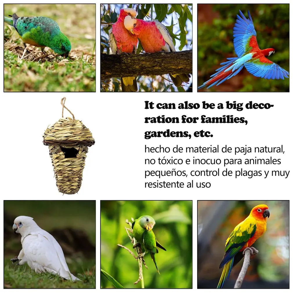 Hand-Knitted Creative Pet Bird Nest Straw Bird Nest Hibiscus Grass Gourd Bird House Gardening Decoration Pet Nest