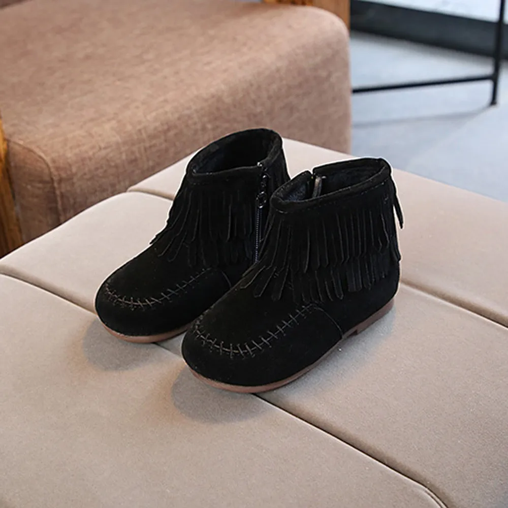 Baby Shoes Boots Newborn Infant Baby Boy Girl Soft Sole Boots Tassels Moccasins Crib Solid Shoes 0-18M