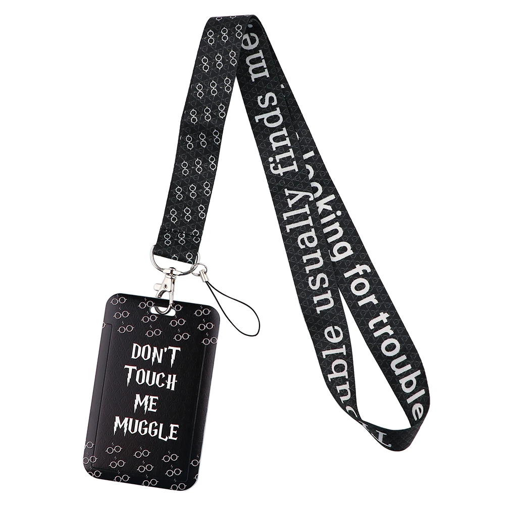 

Ransitute R2260 Don't Touch Me Lanyard Card Holder Student Hanging Neck Phone Lanyard Badge Subway Access Card Holder
