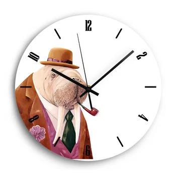 

Acrylic Digital Wall Clock Modern Design Gentlemen Animals Silent Quartz Living Room Decorative 3D Clock on the Wall Home Decor