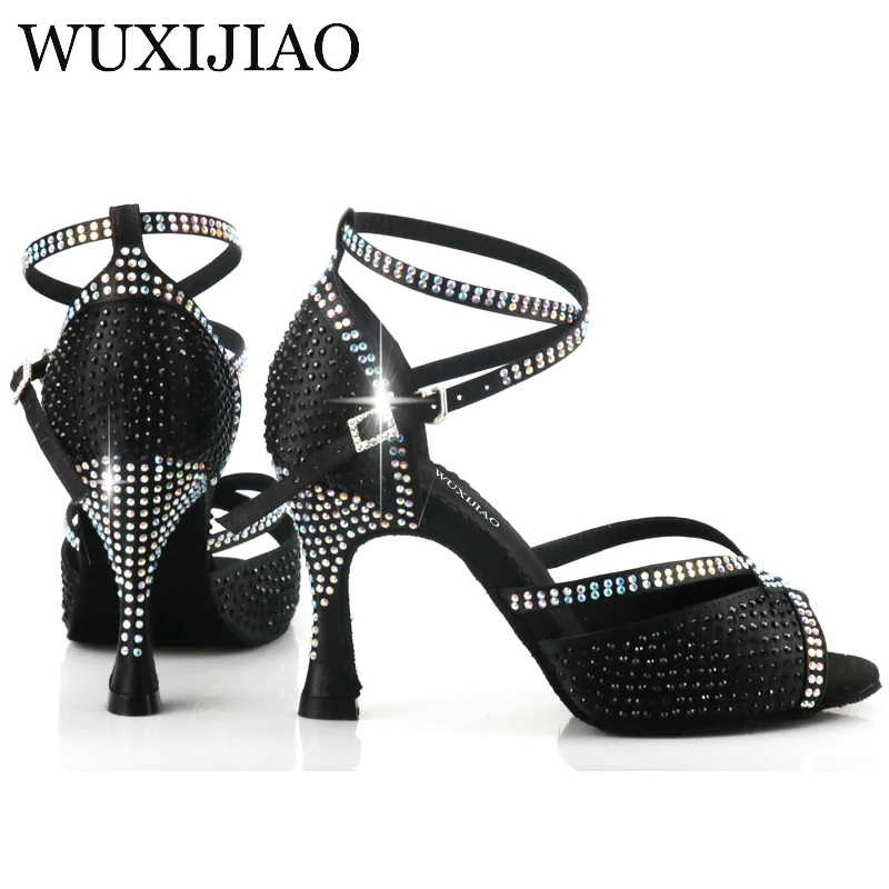 WUXIJIAO Women's Latin Dance Shoes New Dance Shoes Unique Design Salsa Shoes Diamond Sandals