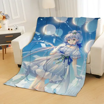 

BEST.WENSD Student Dormitory Blanket Lovely Fairy Bedding Blanket Sky Blue Balloon Weighted Blanket Sherpa Anime Blanket Blue