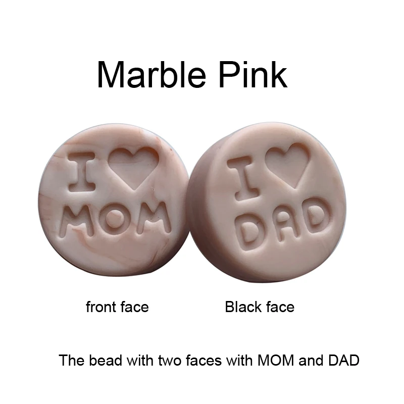 warn pink marble 100 шт./партия, Силиконовые Прорезыватели для прорезывания зубов, свободные бусины, плоские круглые жевательные бусины, Детские Diy ожерелья, "I love Mom/Dad" бусины, прорезыватель - Цвет: warn pink marble