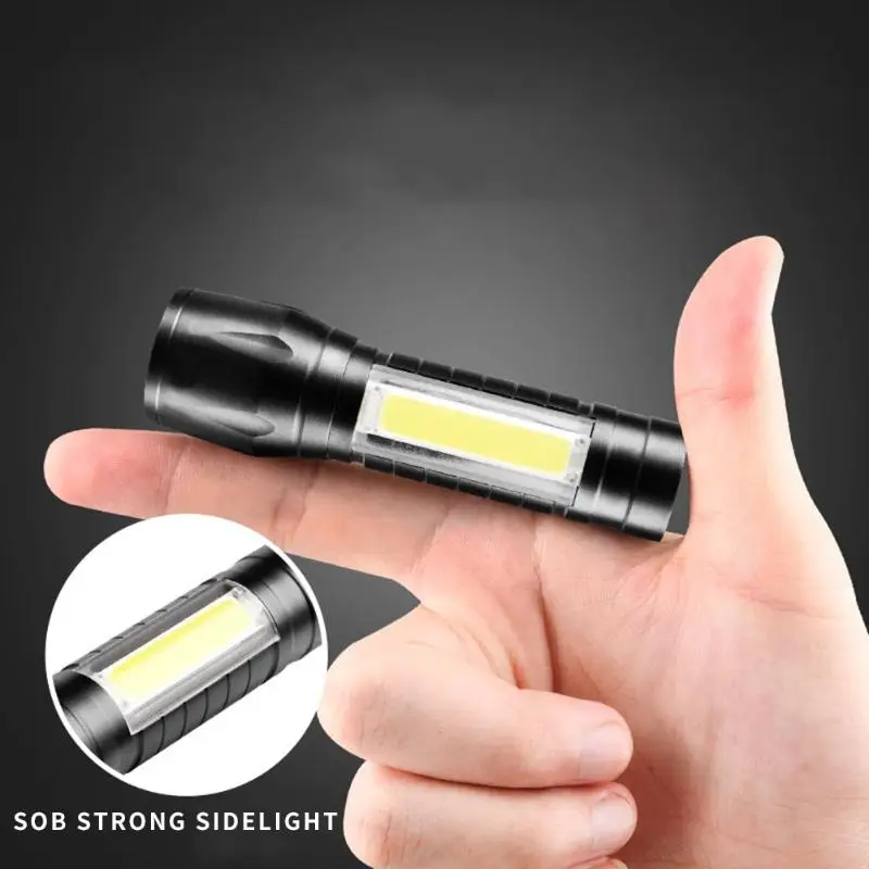 

Hot Sale Flashlights Skillful Manufacture T6 COB LED Flashlight USB Rechargeable Telescopic Zoomable Glare Torch Lamp