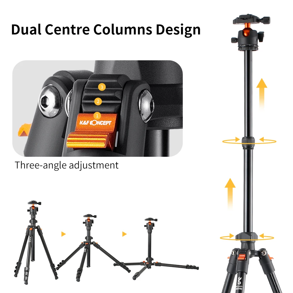 Tripé de Câmera para Dslr Portátil de Alumínio Tripé de Viagem com 360 Conceito Polegada Graus Panorama Bola Cabeça Liberação Rápida k & f 62.99 - Image 2