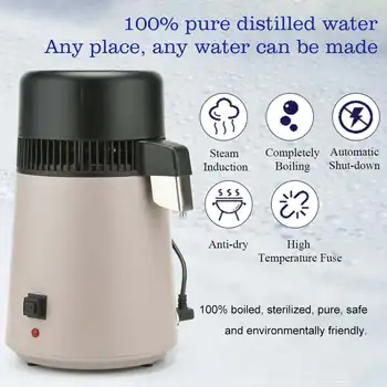 

750W 4L Pure Water Distiller Stainless Steel Water Filter Device Water Purifier Container Household Distilled Water 220V