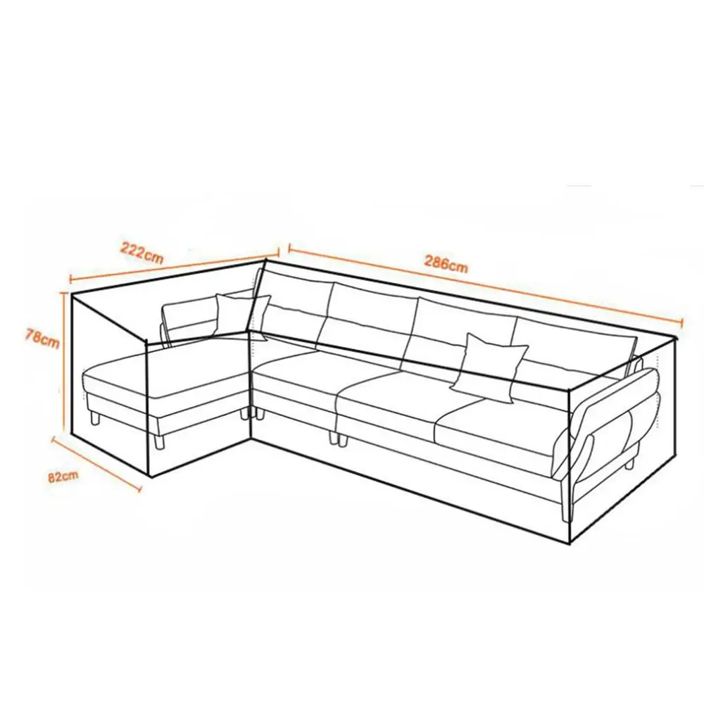 Водонепроницаемый L форма чехлы для диванов Крытый открытый садовая мебель для патио диван стул защитный чехол Универсальный пылезащитный чехол - Цвет: 286x222x82x78cm