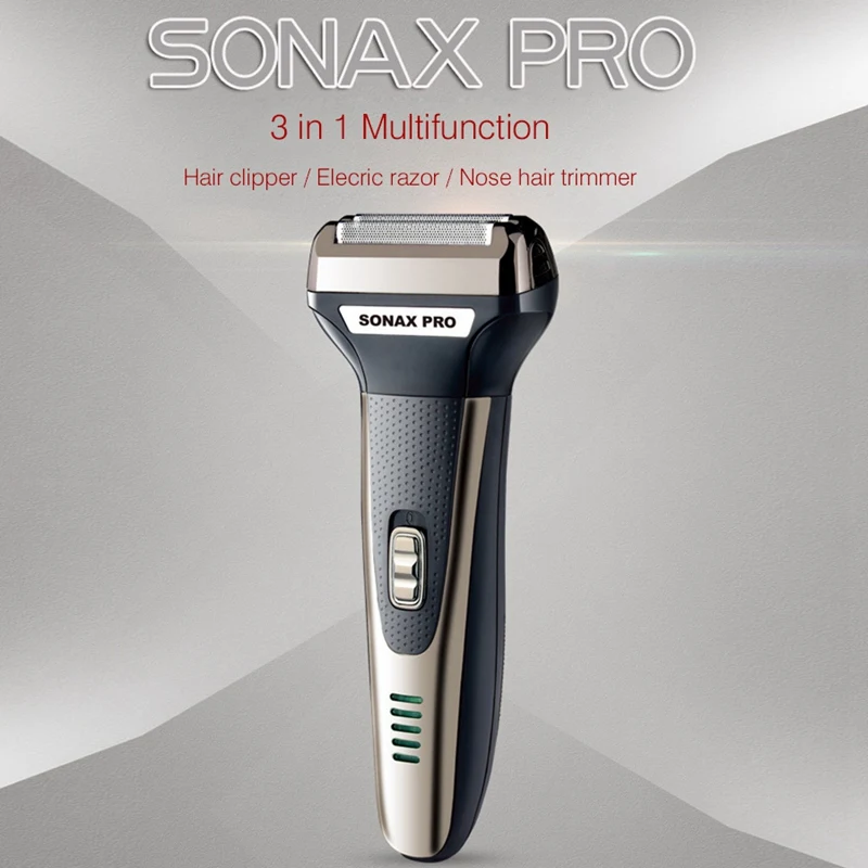 Sonax Pro 3 в 1 мужская электробритва, перезаряжаемая бритва для бритья бороды, электрическая бритва, возвратно-поступательная Чистка носа, бритвенный станок для волос E