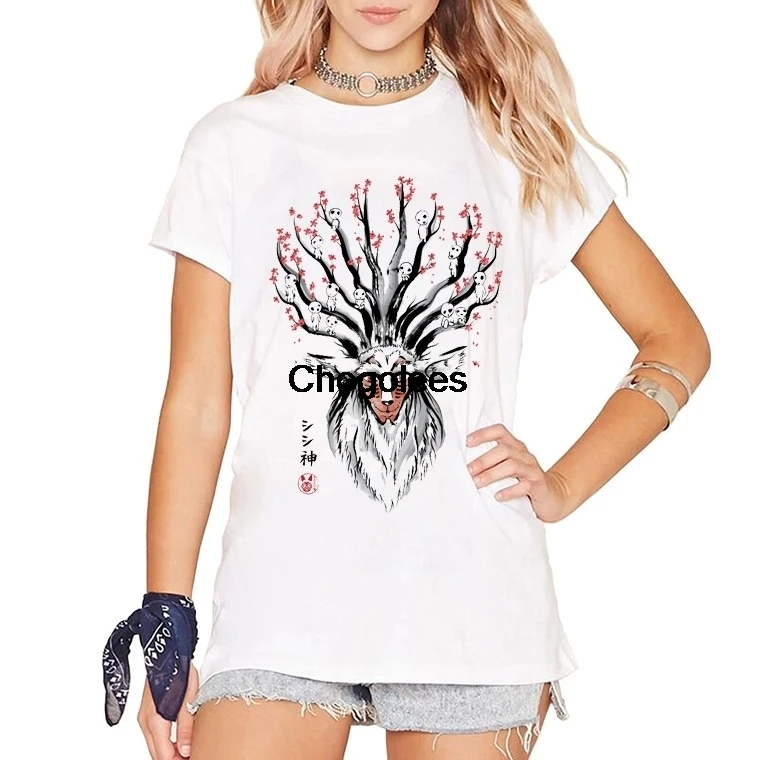 Deer god princess mononoke of the Forest Design women T shirt 2017 New Fantastic harajuku Summer Tops Tees Short Sleeve |