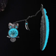 Ретро милые светящиеся Животные Сова перо дизайн металлическая Закладка Винтаж Bookarks для студентов красивый подарок