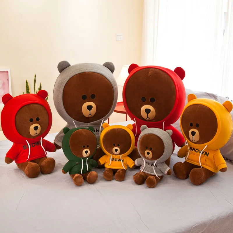

Cute Wearing Sweater Brown Bear Plush Toy Stuffed Bear Doll Soft Plush Pillow Children Toy Valentine's Day Gift