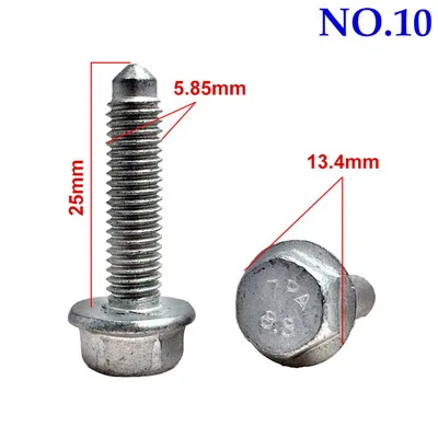 10 шт. 6 мм шестигранный винт 5 мм Torx Винт автомобильный КРЫЛО БАМПЕР Крестовая головка винт шайба металлические саморезы для BMW Honda Toyota Benz - Название цвета: NO.10 10PCS