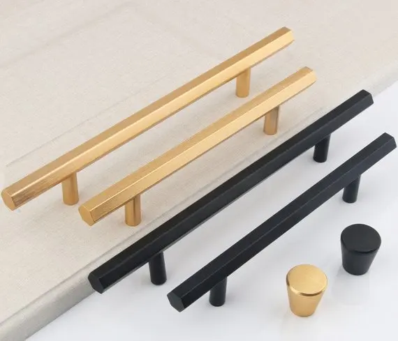 

Aluminium alloy gold Black Hexagon Pulls Dresser Knobs Drawer Pull Handles Modern Kitchen Cabinet Pull Door Handle Knob
