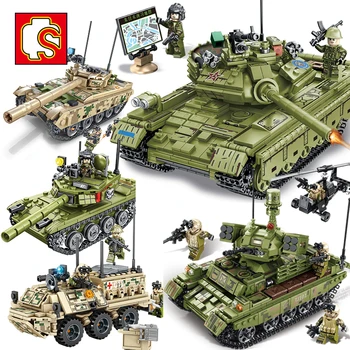 

SEMBO Military WW2 Army Action Figures Type 85 59 Main battle Tank Vehicle Model Building Block kits kids Educational Toys Gift