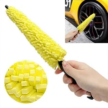 

Portable Car Wheel Brush Yellow Sponge Scratch Free Auto Wheel Tire Rim Scrub Brush Cleaning with Handle Washing Tool