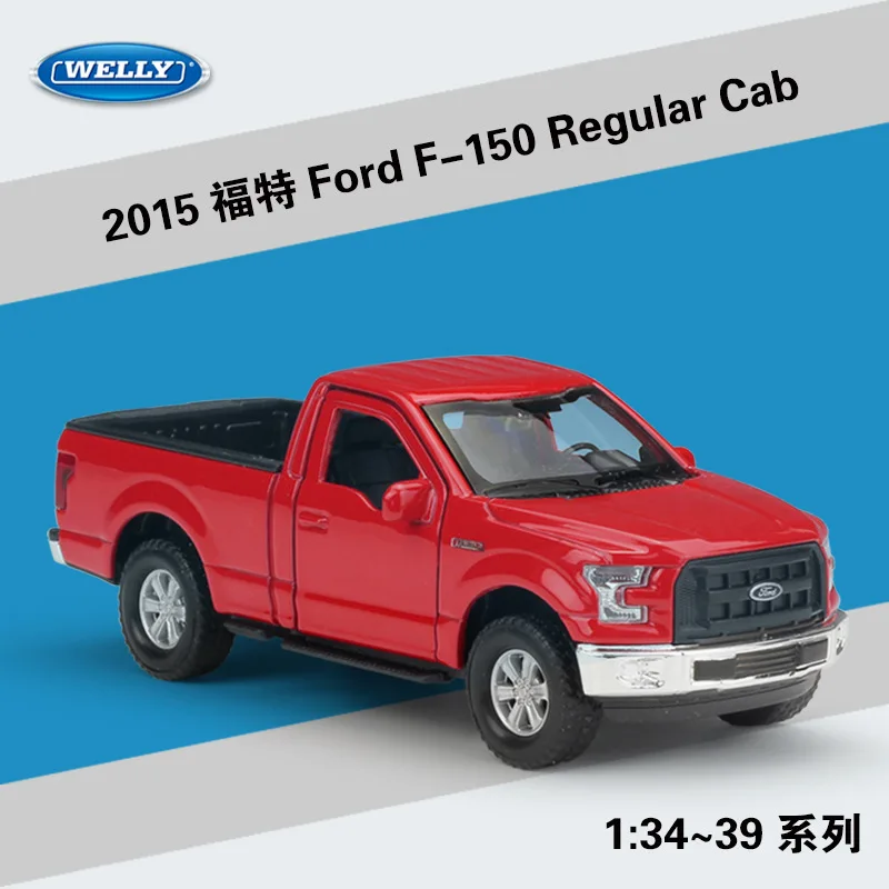 1/43 Scale 2015 Ford F-150 Regular Cab Pickup Truck Model Welly 43701 Blue 