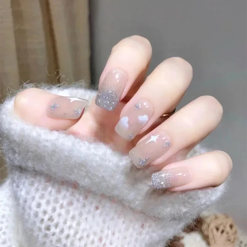 1Pc White Cloud Nail Stickers Ultra-thin Moon Heart Pattern Nail Art Stickers Self Adhesive Decals Decorations Accessories