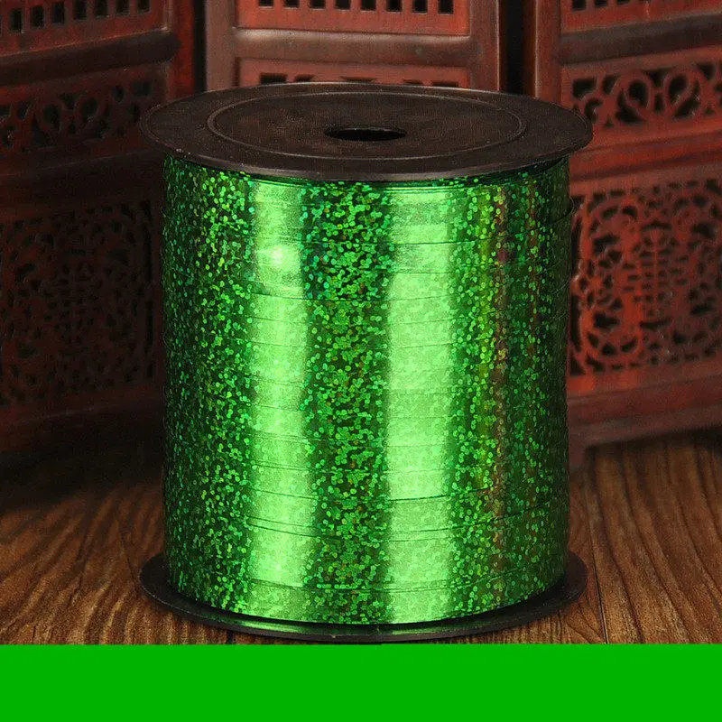Воздушные шары ленты лента-лазер для вечерние украшения подарки на день рождения Свадебные украшения Фольга атласная лента завивка DIY аксессуары - Цвет: Green 5mmX250Yard