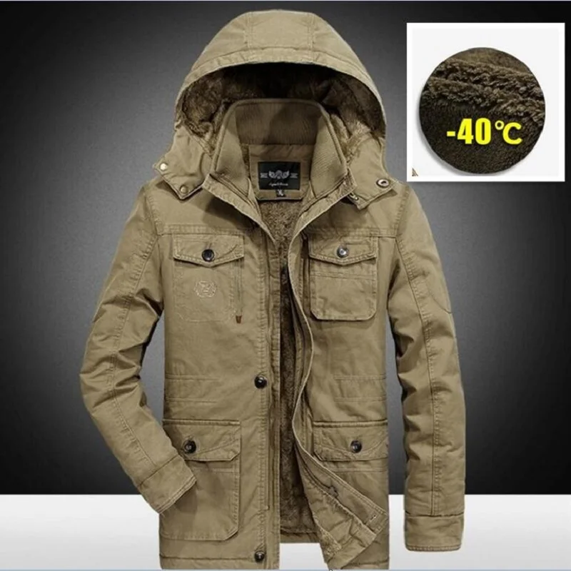 

Winter Jacket Men Parkas Top Warm Waterproof Big Size Jacket 2019 Thicken Male Heavy Wool Winter Coat Male Fleece Cotton-Padded