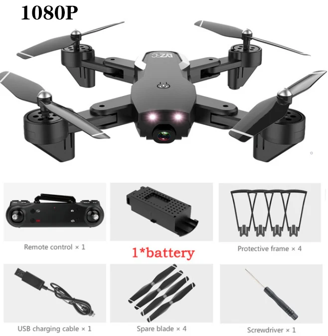 Black 1080P 1B L107 Дрон 4K 2,4G wifi FPV с широкоугольной двойной HD камерой RC вертолет игрушка 20 минут долгое время полета складной портативный - Цвет: Black 1080P 1B