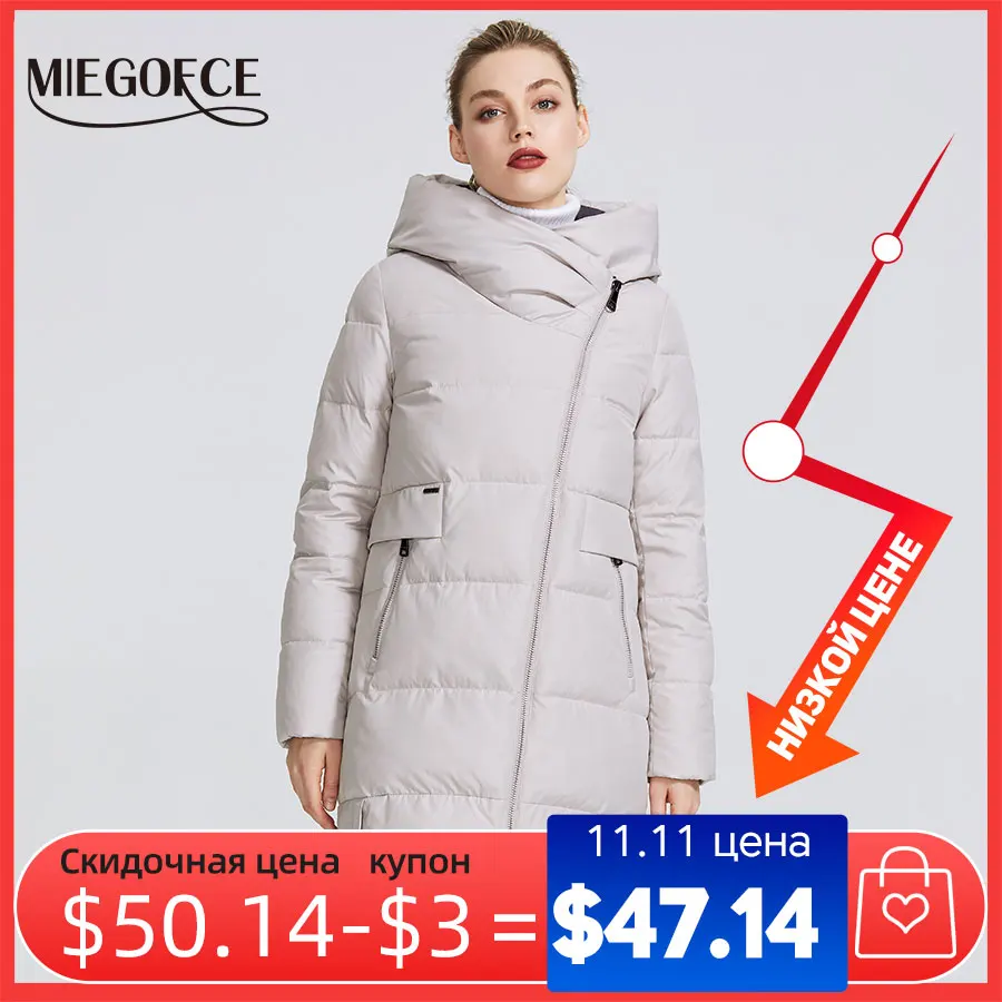 MIEGOFCE 2021 Winter Collection Womens Warm Jacket Made With Real Bio Parka Women Windproof Stand-Up Collar With Hood Coat