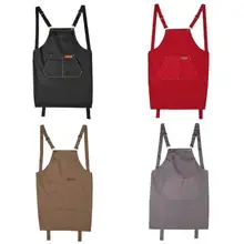 Модный женский мужской фартук для салона-парикмахерской, парикмахерский фартук с карманом, регулируемый хлопковый тканевый фартук для волос