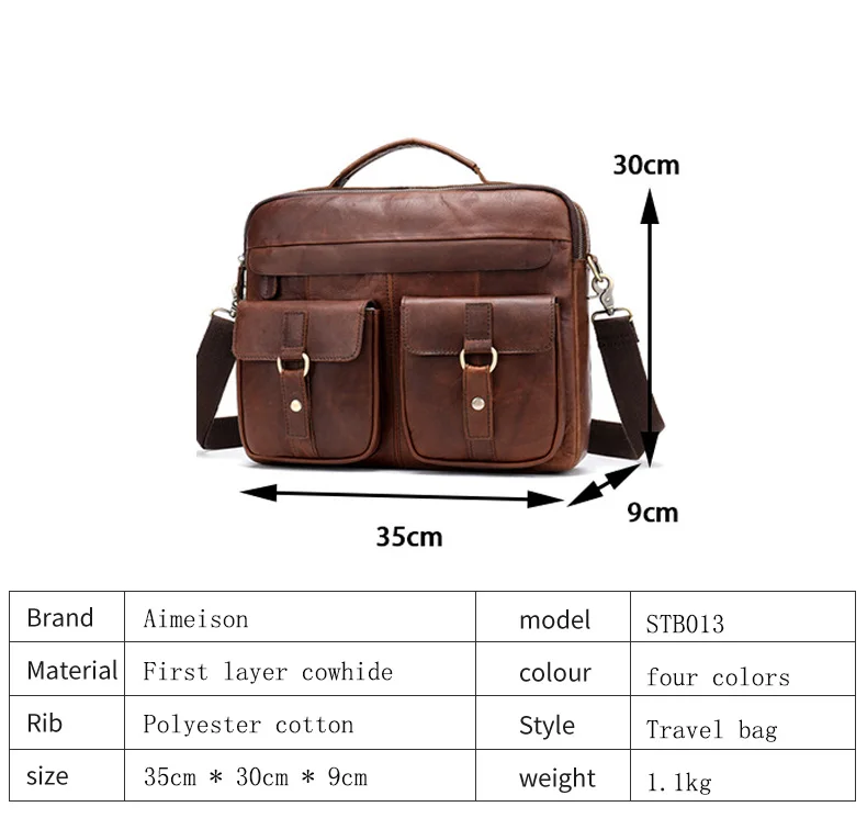 Aimeison сумка для ноутбука из натуральной кожи, деловая сумка из воловьей кожи, мужская сумка через плечо, мужской портфель для путешествий