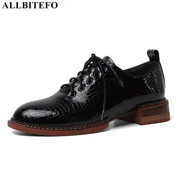 

ALLBITEFO Stone texture cross tied natural genuine leather women Medium heel shoes fashion leisure women heels shoes high heels