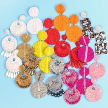 JUJIA INS, круглые серьги для женщин, бусы ручной работы, большие серьги-кольца с бахромой, большие массивные серьги, ювелирные изделия