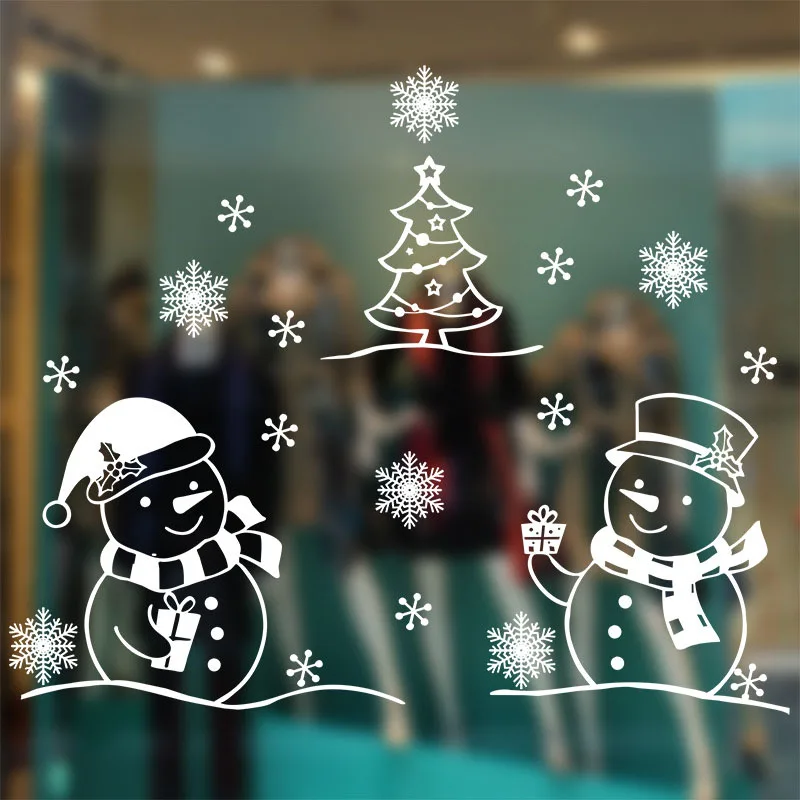 новогодние наклейки на стекло. украшение витринных окон на новый год. статические наклейки на стекла новогодние.