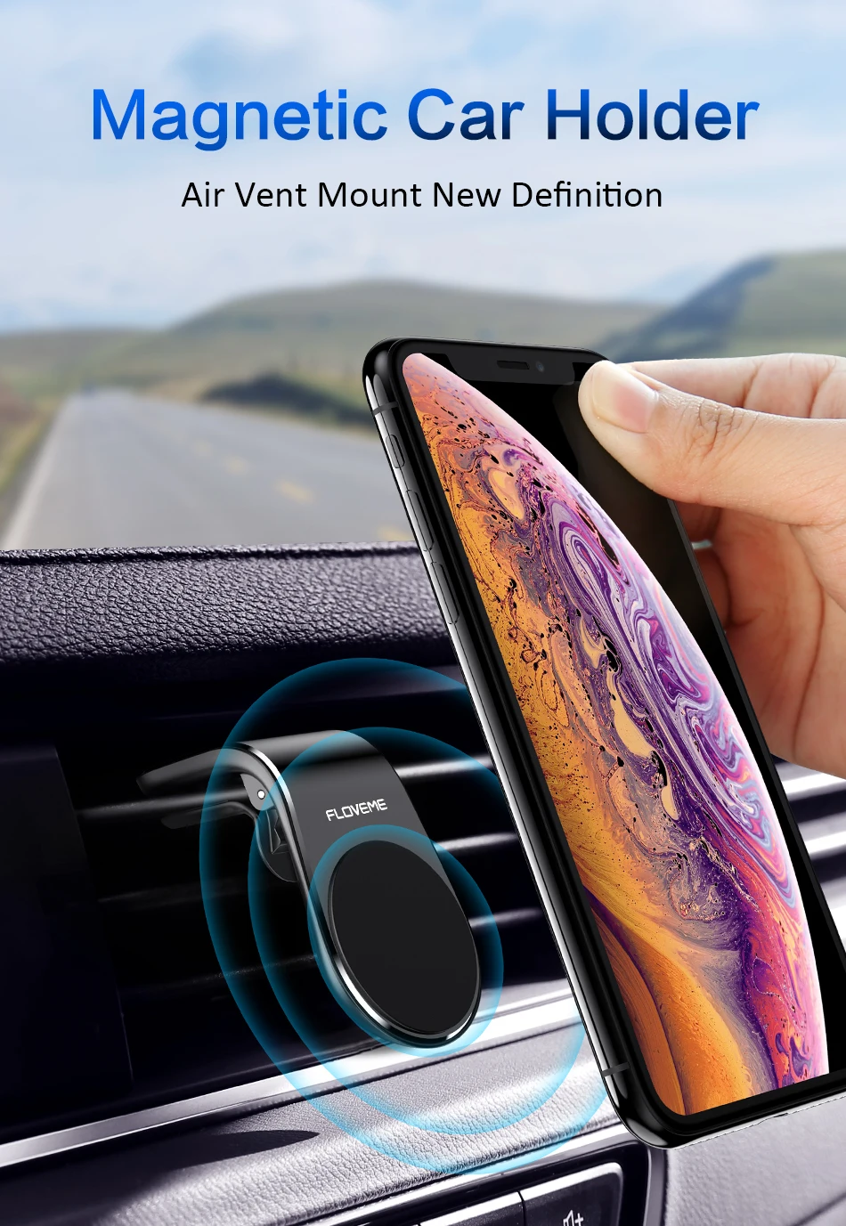 FLOVEME магнитный автомобильный держатель для телефона для iPhone 8 7 XR, поддержка смартфона, магнитный держатель телефона в автомобиль, крепление на вентиляционное отверстие