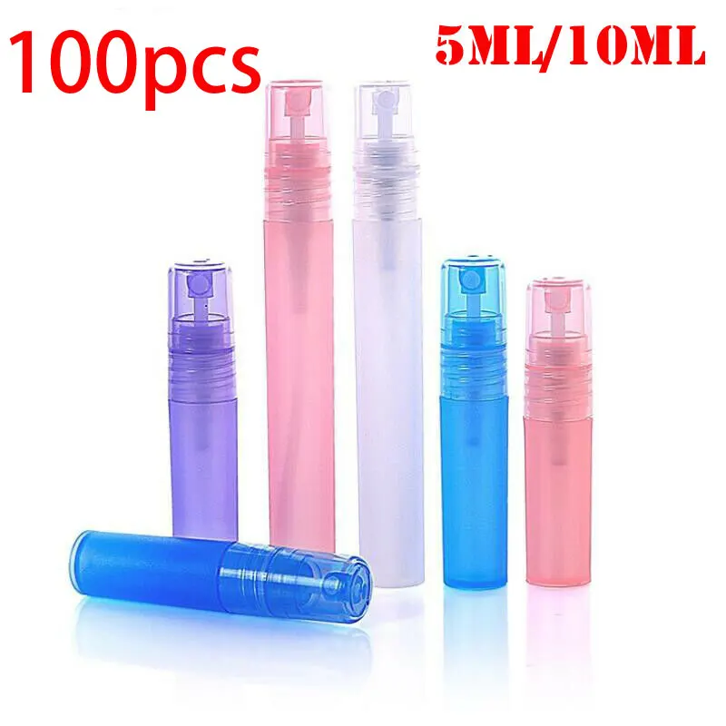 

100PCS x 5ML 10ML Empty Portable Atomiser Spray Bottles Perfume Makeup Cosmetic Plastic PP Travel Containers