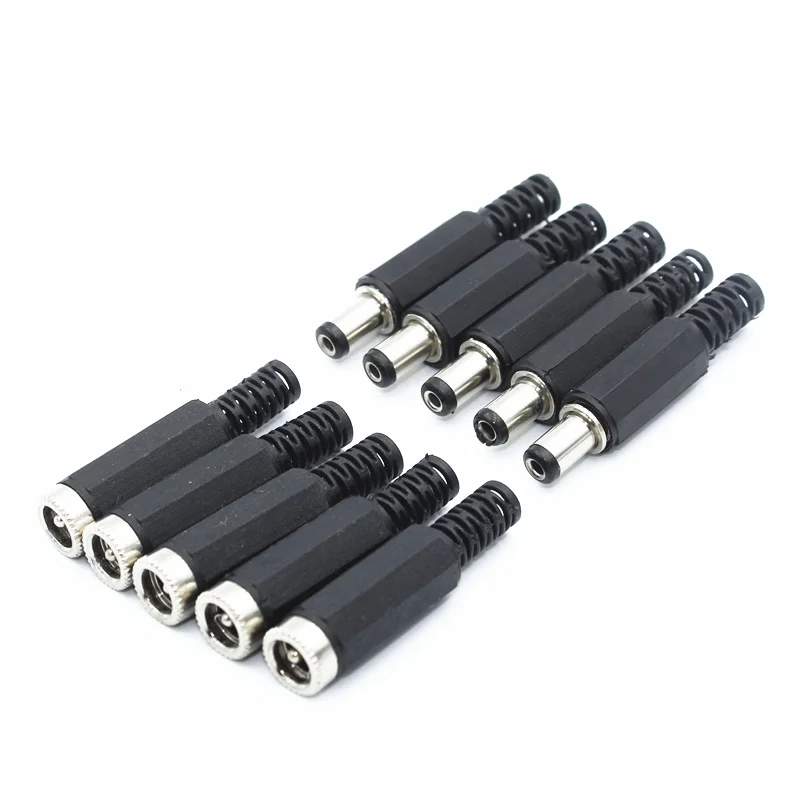 10PCS DC Power Jack Plugs Male / Female Socket Adapter Connectors 2.1mm x 5.5mm For DIY Projects dc connectors