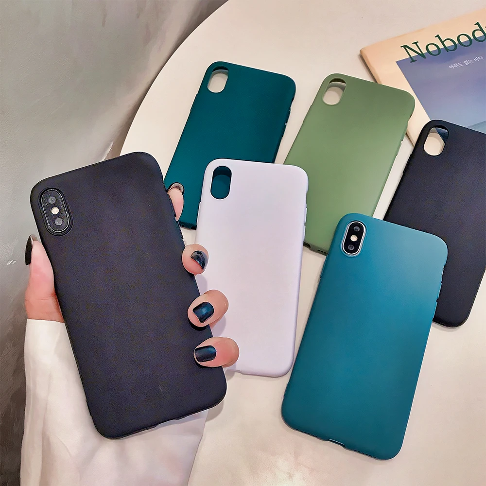 

Candy-colored phone case for iPhone11 PRO MAX max XS xr x 8plus 7plus 6plus Apple TPU matte solid color case