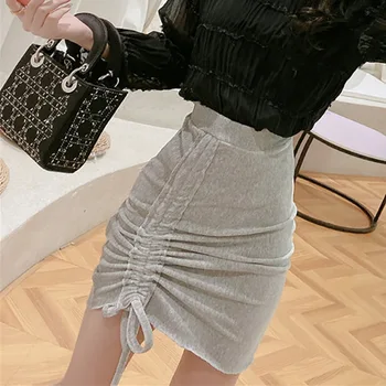 

Drawstring Sexy Skirt Thin Adjustable Pleated Skirt Skinny Mini Waist Pencil Party Summer Skirt Women Skirts