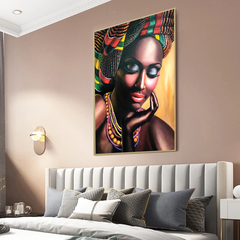 5D Full Diamond Painting African Woman Rhinestones Diamond Embroidery Cross Stitch Portrait Mosaic Decortion