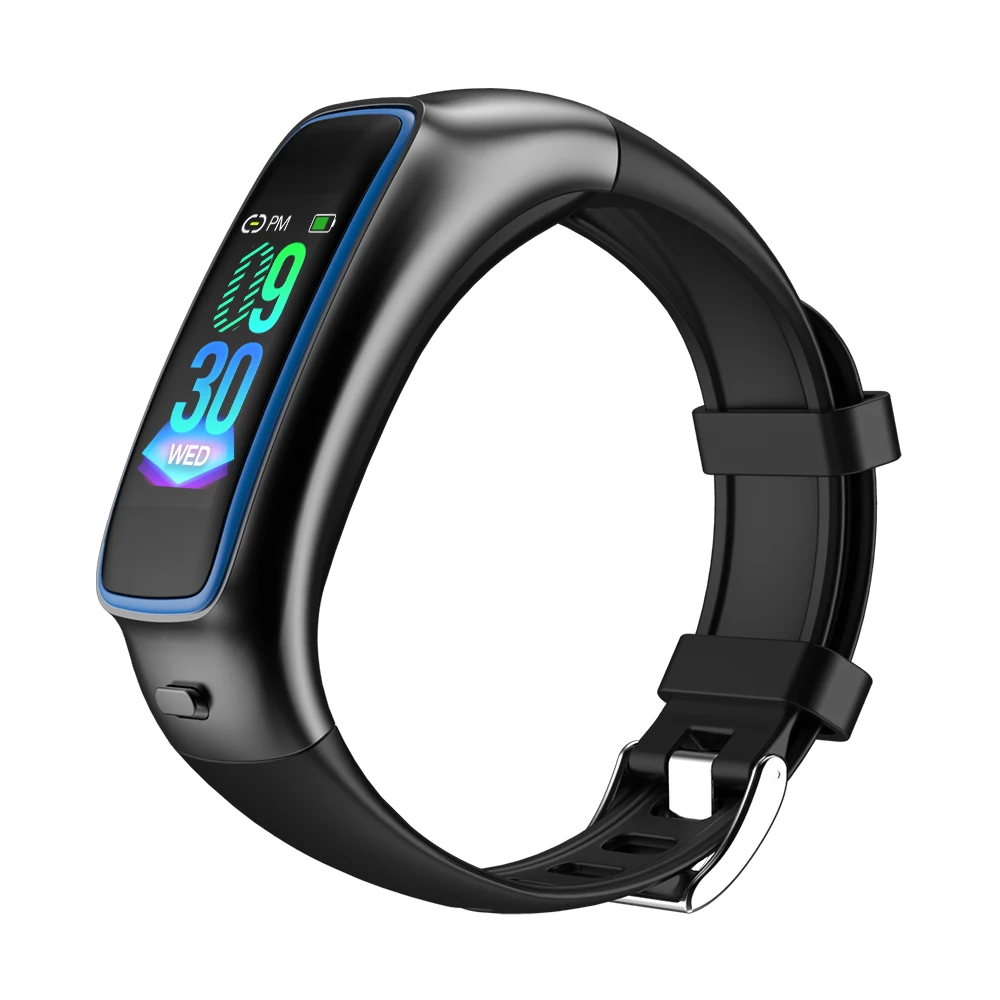 TB02 Bluetooth наушники умный браслет 2 в 1 шумоподавление с микрофоном 0,9" пульсометр кровяное давление смарт-браслет музыкальные гарнитуры - Цвет: Blue