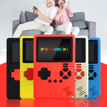 

Ultra Thin Mini Handheld Game Console Rechargeable 2.4 Inch Color LCD Kids Two-Player Built-in 500 Games