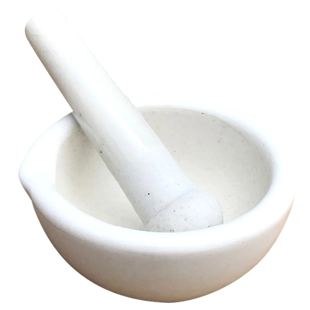 Porcelain Mortar and Pestle Set，Grinder for Spices Seasonings Pastes Pestos and Guacamole，White 