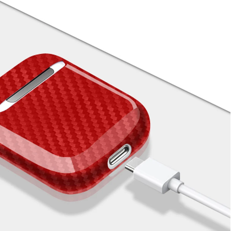 Чехол из углеродного волокна для Apple AirPods, беспроводной зарядный чехол для наушников, чехол для AirPods, 2 Аксессуары для талии/сумки с застежкой на крючок