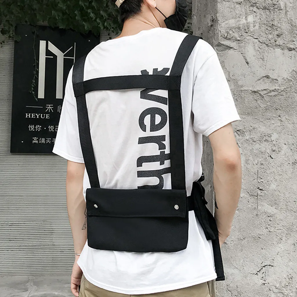 Aelicy Fashion Hip Hop Streetwear Men Tactical Chest Rig Multi-pockets Waistcoat Chest Bag Vest Functional Waist Packs Bag Kanye