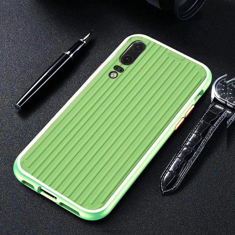 green Изогнутый чехол для костюма, чехол, чехол, для HuaWei P20 Lite P20pro Pro Nova 3E, жесткий силиконовый 3D роскошный чехол для задней панели телефона s - Цвет: green