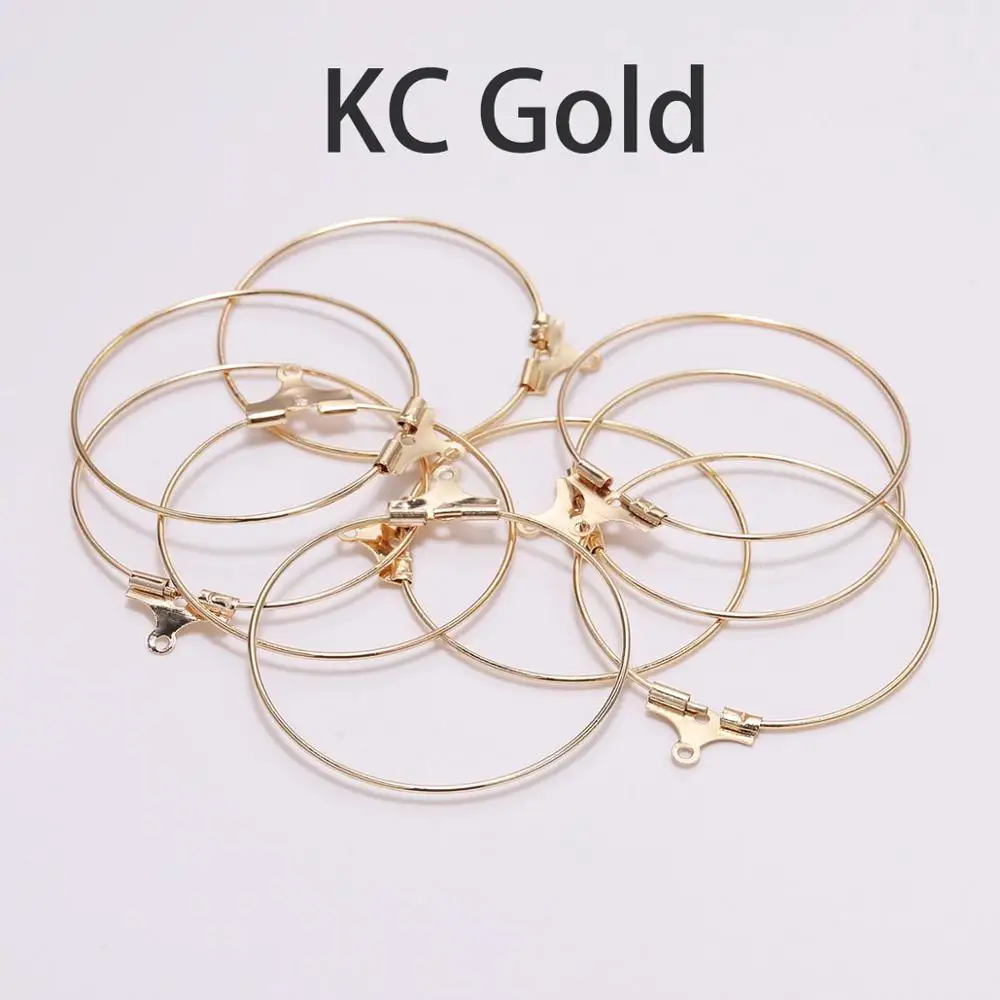 KC Gold 30 шт. 25 30 35 40 мм висячие серьги большой круг ухо провода обручи серьги провода ушные крючки для DIY материал для изготовления ювелирных изделий поставки - Цвет: KC Gold