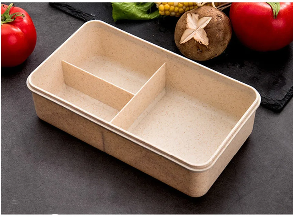 Bento контейнеры для еды с отделениями пшеничной соломы Ланчбокс термальные школьные дети девочки пищевые контейнеры для хранения офиса посуда