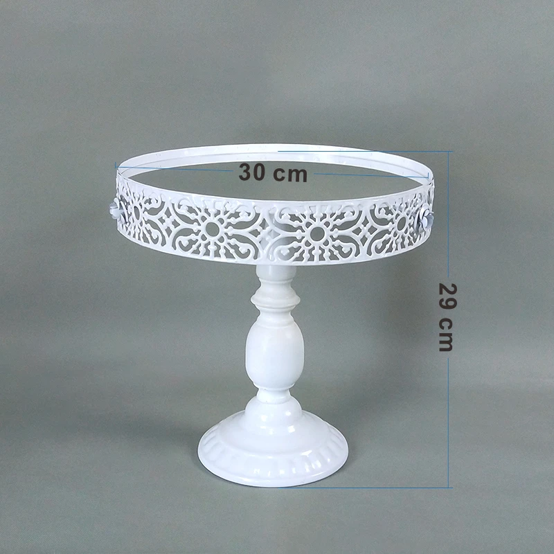 WHITE GOLD Mirror Round Metal Cake Stand Plate Home Wedding Birthday Party